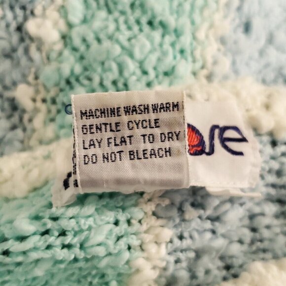 Vintage Striped Popcorn Sweater L Pastel Blue Pink Green Dolman Sleeve Grannie - Picture 6 of 6